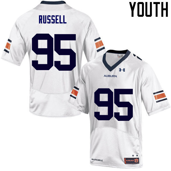 Youth Auburn Tigers #95 Dontavius Russell White College Stitched Football Jersey